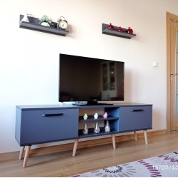 Mobilya Sepeti (Ms 90) Mdf Tv Ünitesi Dolabı,Raflı Antrasit